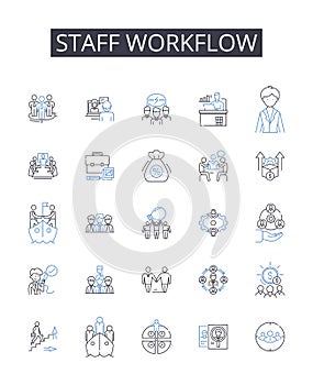 Staff workflow line icons collection. Purity, Goodness, Healthiness, Nourishment, Cleanliness, Freshness, Naturalness