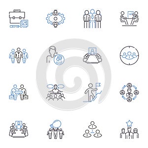 Staffing line icons collection. Recruitment , Hiring , Candidates , Employment , Placement , Headhunting , Labor vector