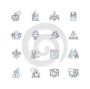 Staffing line icons collection. Recruitment, Placement, Employee, Candidate, Hiring, Agency, HR vector and linear