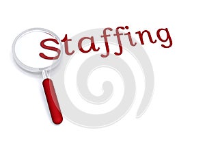 Staffing with magnifying glass photo