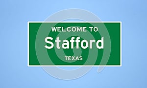 Stafford, Texas city limit sign. Town sign from the USA.