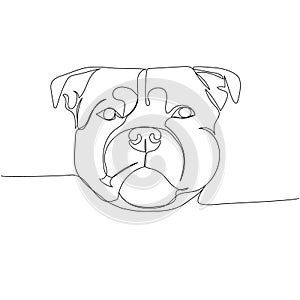 Staffordshire Bull Terrier, English Staffy, dog breed, companion dog one line art. Continuous line drawing of friend