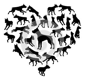 Staffy Dog Heart Silhouette Concept