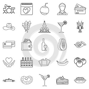 Stag party icons set, outline style