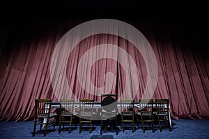 Stage Curtain with Seats on Theater, Opera or Cinema Scene