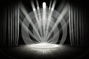 Stage curtain with spotlights and spotlight. Stage background