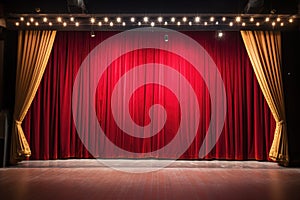stage curtains with footlights