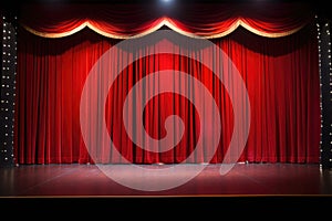 stage curtains with footlights photo