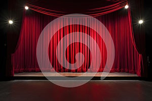 stage curtains with footlights photo