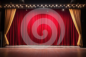 stage curtains with footlights photo