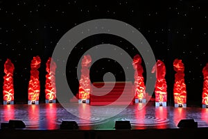 Stage is designed artificial fires and nightly sky photo