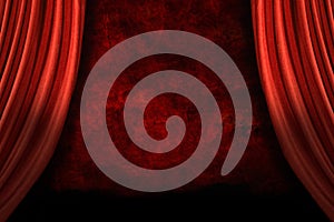 Stage Drapes With Grunge Background