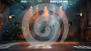 Stage With Lights and Smoke.