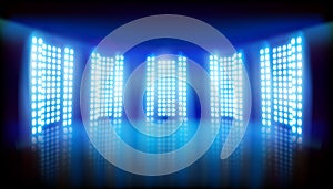 Big led screens on stage. Vector illustration.