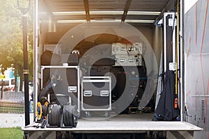 Stage equipment for a concert in van