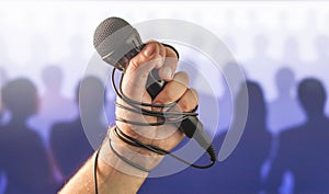 Stage fright in public speaking or bad karaoke singing live.