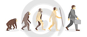 Stage of Human Evolution from Monkey to Businessman. Vector