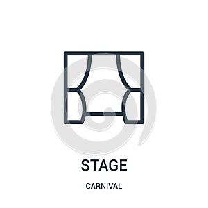 stage icon vector from carnival collection. Thin line stage outline icon vector illustration