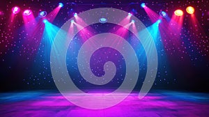 Stage Lighting with Blue and Pink Spotlights