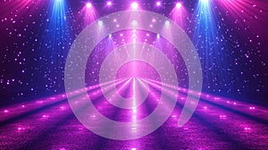 Stage lighting display with pink and blue spotlights