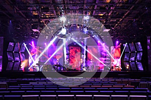 Stage With Lighting and Musical Instruments