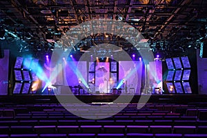 Stage with Lights and Musical Instruments