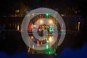 Stage on Malse river in Ceske Budejovice, long exposure