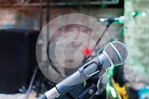 Stage microphone closeup.