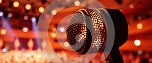 Stage Microphone in Concert Hall Spotlight on Performance