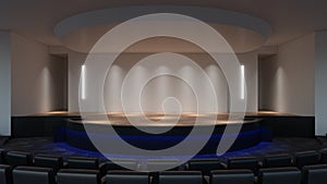 Stage mock up 3d rendering. empty wall screen template