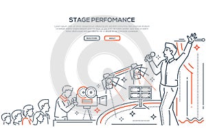 Stage performance linear landing page vector template