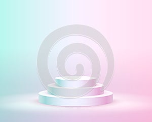 Stage podium with lighting, Stage Podium Scene with for Award Ceremony on pink Background.