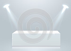 Stage podium with lighting, Stage Podium Scene with for Award Ceremony on white Background