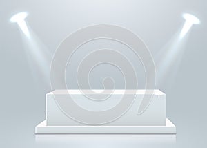 Stage podium with lighting, Stage Podium Scene with for Award Ceremony on white Background