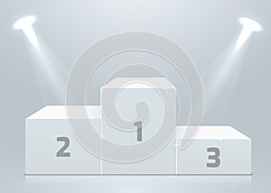 Stage podium with lighting, Stage Podium Scene with for Award Ceremony on white Background
