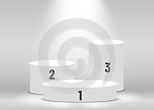 Stage podium with lighting, Stage Podium Scene with for Award Ceremony on white Background