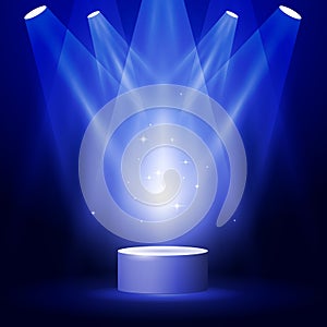 Stage or podium in spotlight rays - award pedestal