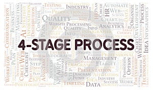 4-Stage Process typography word cloud create with the text only.