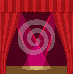 A stage with a red carpet illustration. Flat vector