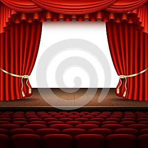 Stage with red curtain. EPS 10 vector
