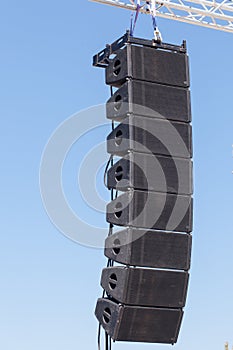 Stage sound equipment. Powerful stage concerto industrial audio speakers photo