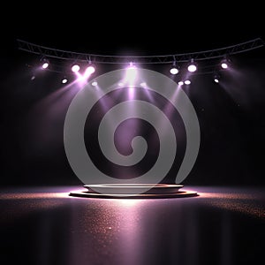 Stage Spotlight with Stage Podium Scene, Stage Spotlight on a Stage, Stage Background.