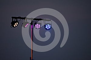 Stage spotlights from electronic rock concert festival