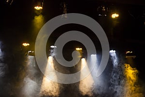 Stage spotlights with smoke