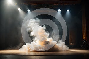 Stage white smoke spotlight background.