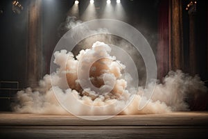 Stage white smoke spotlight background.