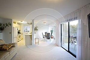 Staged dining room and kitchen