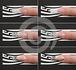 Stages of creating beautiful fingernail photo