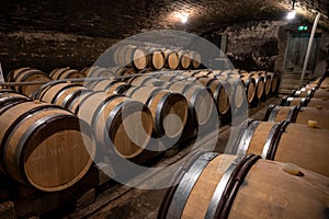 Progreso de vino producción fermentación sobre el embotellado visita sobre el vino bodegas en borgonón Francia. envejecimiento en de madera barriles 