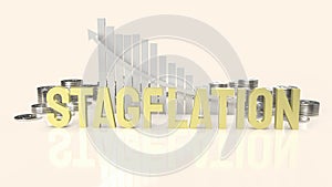 The stagflation  text on chart for business concept 3d rendering